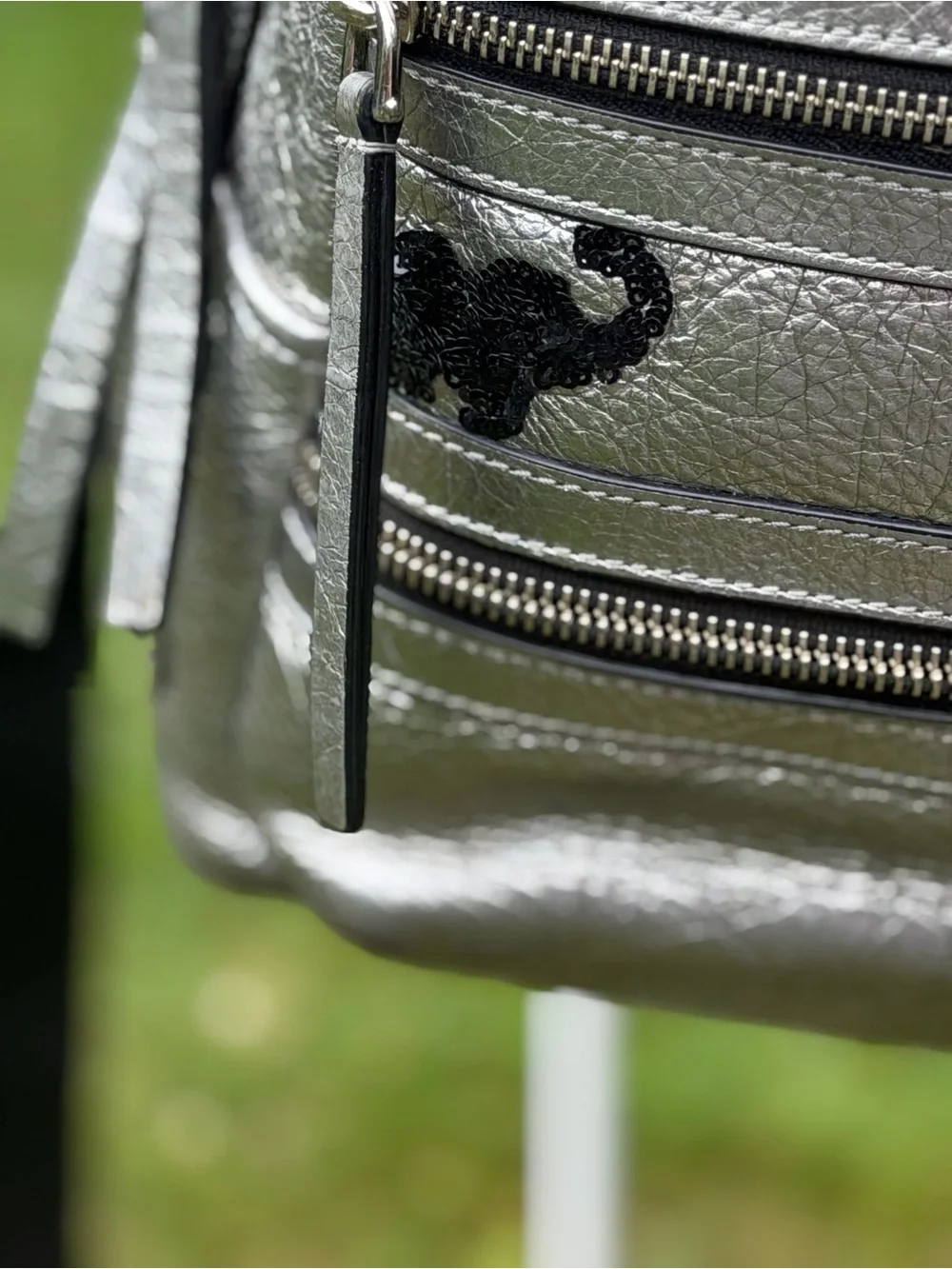 Marc Jacobs Gotham Flocked Animals Silver Leather Backpack Rare